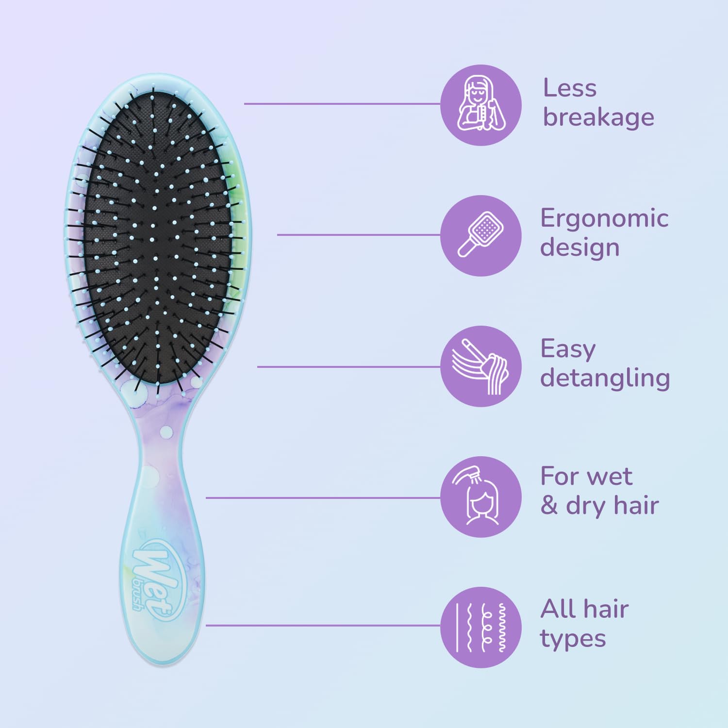 Wet Brush Original Detangler Hair Brush - Color Wash, Splatter - All Hair Types - Ultra-Soft IntelliFlex Bristles Glide Through Tangles with Ease - Pain-Free Comb for Men, Women, Boys and Girls