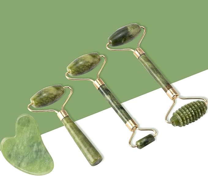Sbnnfikeb Jade Roller & Gua Sha Set 5-in-1, Full Body Massage Tools