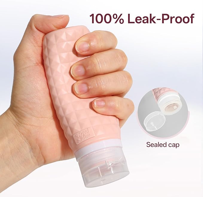 Firstfooby Travel Bottles for Toiletries, TSA Approved Travel Size Containers, Leak Proof Silicone Shampoo Bottles, Small Toiletry Containers with Clear Bag for Shampoo Conditioner Lotion