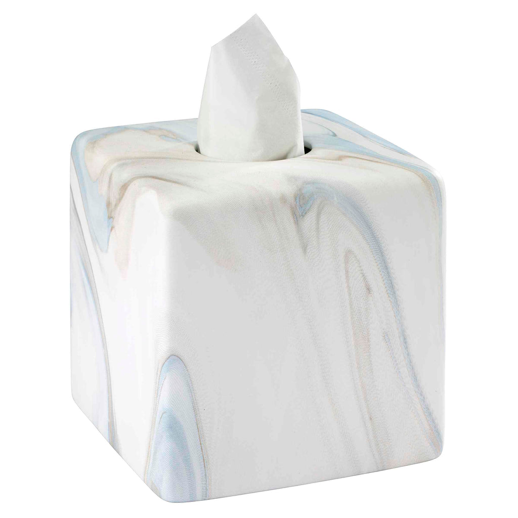 Avanti Linens - Tissue Box Cover, Resin Countertop Accessories, Guest Bathroom Essentials (Waves Collection, Blue)