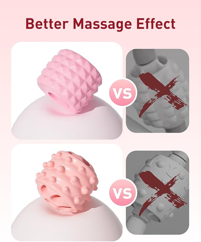 AwnPror Massage Roller for Legs,21 Wheel Circular Leg Clamp+3 Wheel Massage Roller Stick Lymphatic Massage for Relieve Soreness Stiffness Tight Muscles Deep Tissue-Pink