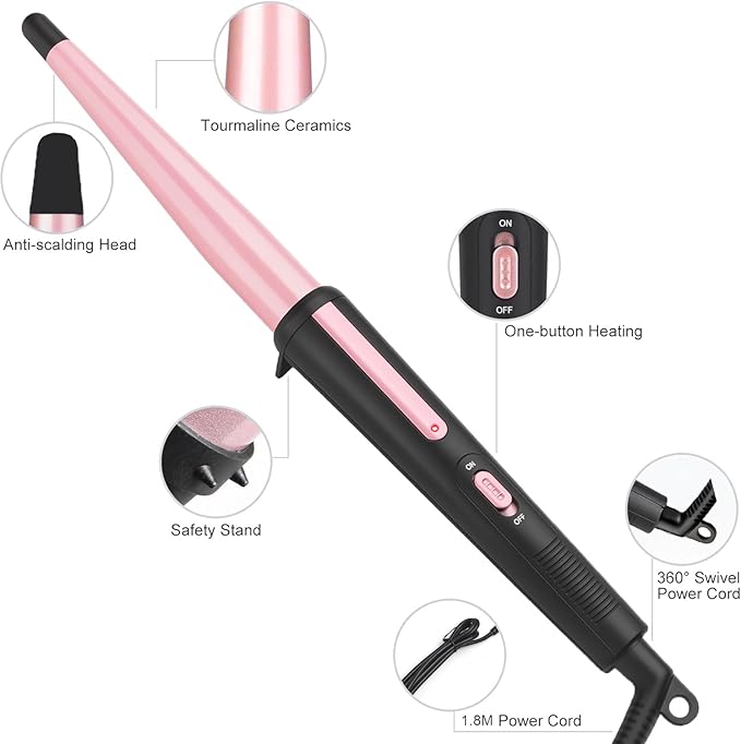 Hair Curling Iron,Curling Wand 0.5-1",210℃ for Classic Curls&Natural Waves