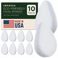 IMPRESA Facial Sponge - Daily Deep Cleansing Face Scrubber - Gentle Exfoliating Pads for Dead Skin Removal - Reusable Face Scrub Pads for Normal to Oily Skin (White, Regular)