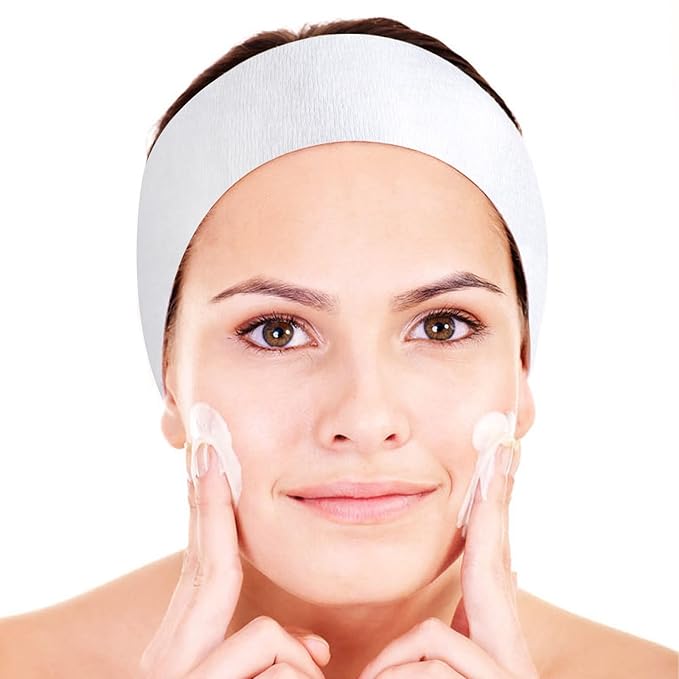 Pimoys 30 Pcs Disposable Spa Headbands, Nonwoven Stretch Facial Wrap
