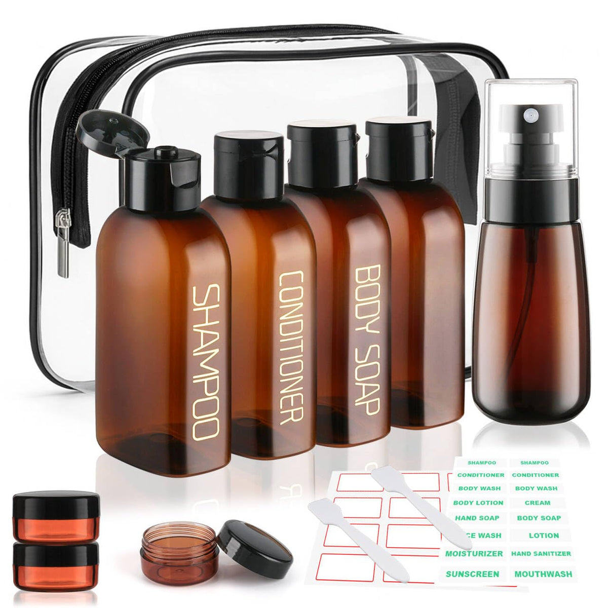 Cosywell 9PCS Leakproof 3.4oz Travel Bottles for Toiletries