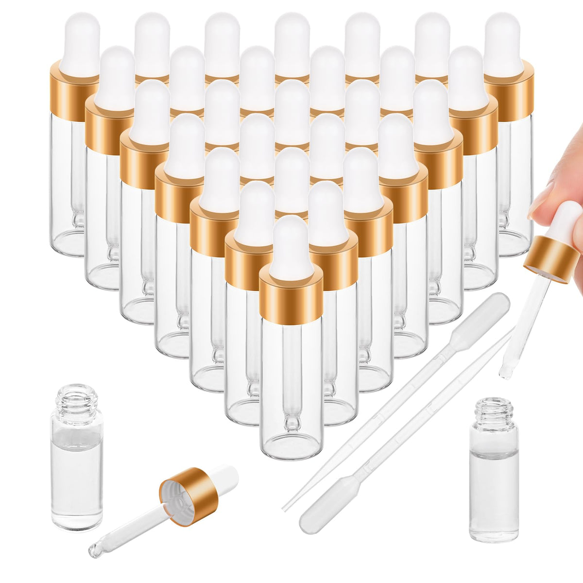 COTOM 100 Pack 10ml Mini Dropper Bottle for Cuticle Oil
