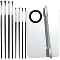 Hadnves Makeup Mixing Palette and Eye Shadow Brushes Set, Makeup Palette with Spatula for Facial Cosmetic Nail Art Pigment Blending, Eyeshadow Makeup Blending Brushes for Concealer Eyebrows Eyeliner