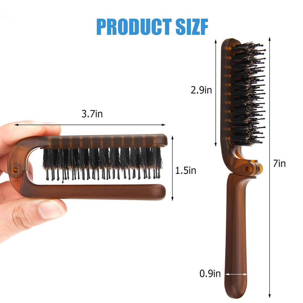 Travel Folding Hair Brush, Mini Boar Bristle Hair Brush for Men Women Kids