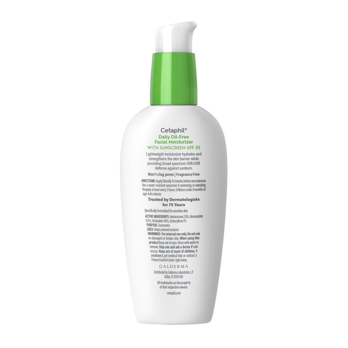 Cetaphil Daily Oil-Free Facial Moisturizer with Sunscreen, SPF 35, Fragrance Free, 3 fl oz (88 ml)