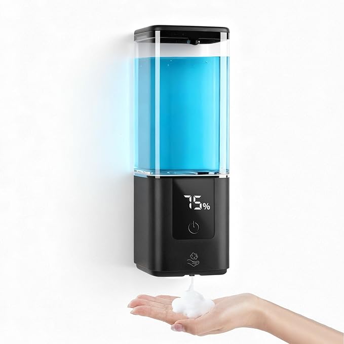LAOPAO Soap Dispenser, Automatic Soap Dispenser Wall Mount Rechargeable Foaming Soap Pump for Bathroom Kitchen, Touchless Foam Soap Dispenser for Dish/Hand/Shower Soap, Home & Commercial, 540ml, Black
