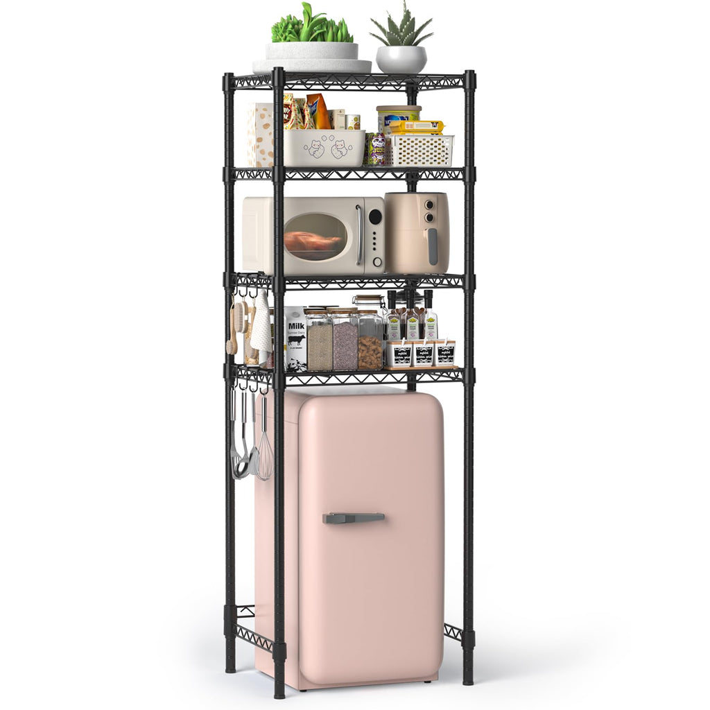 Hodonas Adjustable Mini Fridge Shelf, Black, 26.58" W x 20.28" D x 78.35" H