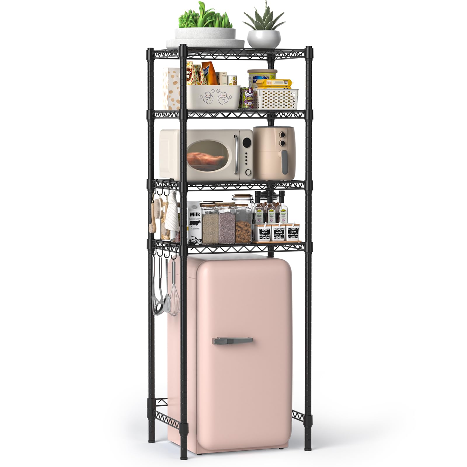 Hodonas Adjustable Mini Fridge Shelf, Black, 26.58" W x 20.28" D x 78.35" H