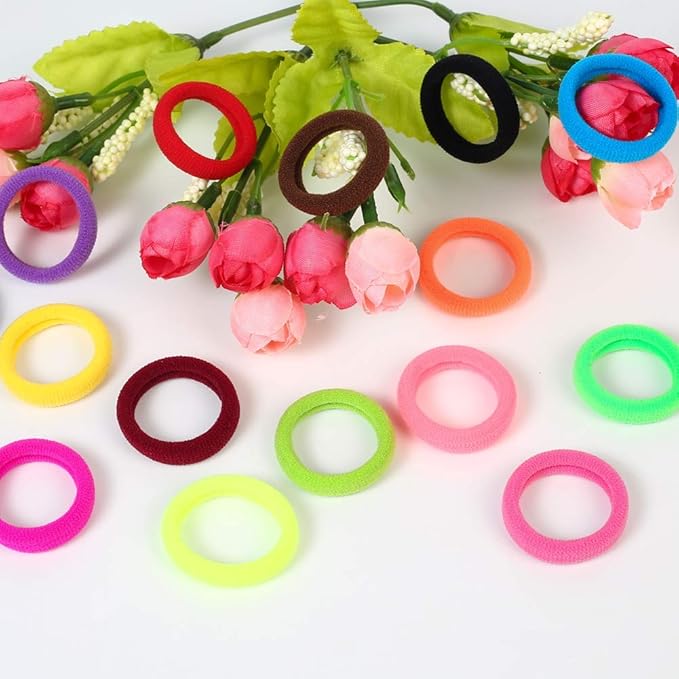 QRTVI Baby Hair Ties, Cotton Toddler Hair Ties for Girls and Kids, Multicolor Small Seamless Hair Bands Elastic Ponytail Holders(15 Colors)