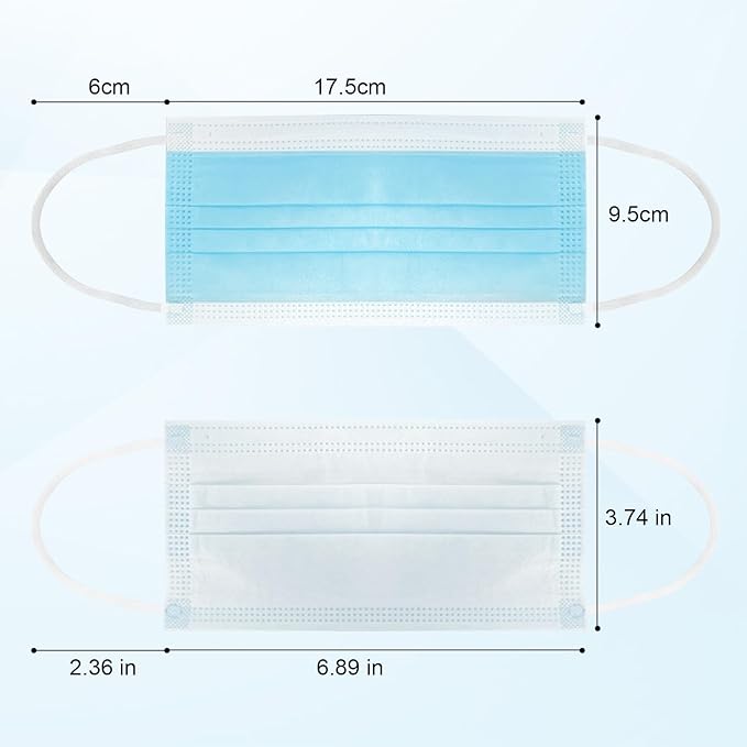 DR.MOXA 50 Pack Disposable Face Masks, Medical Grade 3 Ply Masks for Protection Blue
