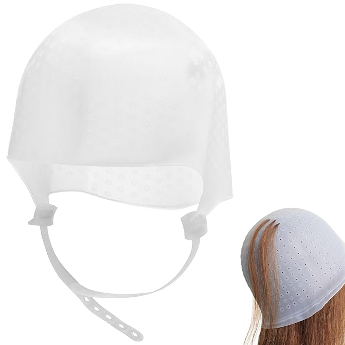 Highlight Caps for Hair, Soft Comfortable Silicone Hair Highlighting Cap with Adjustable Strap, Reusable Hair Dye Cap for Hair Dyeing Hair Salon,Highlight Cap