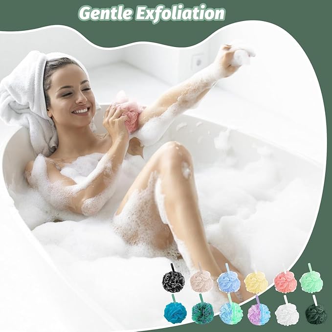 Amazerbst loofah,Shower loofah loofah Sponge,Sponge Body Scrubber for Women and Men (Grey Green Blue White Pink Yellow)