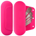 AGIKET Silicone Makeup Brush Holder Travel Cosmetic Bag：Soft Portable Cosmetic Face Brushes Holder with Upgrade Anti-Fall Out Magnetic Closure, Large Travel Makeup Brush Case - Babbie Pink