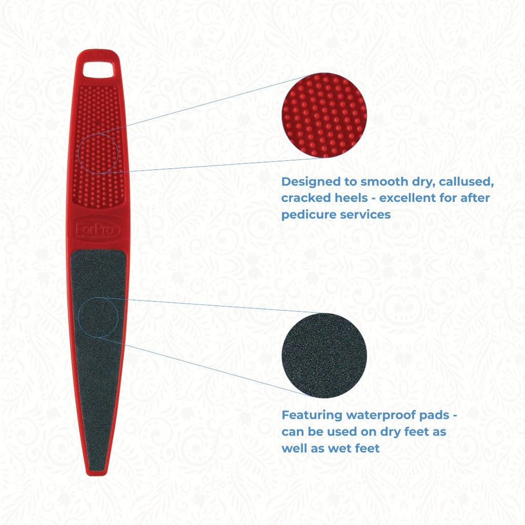 ForPro Professional Collection Red Panda Foot File, 60/100 Grit, Double-Sided Pedicure File for Feet and Heels, 10.5” L (Pack of 6)