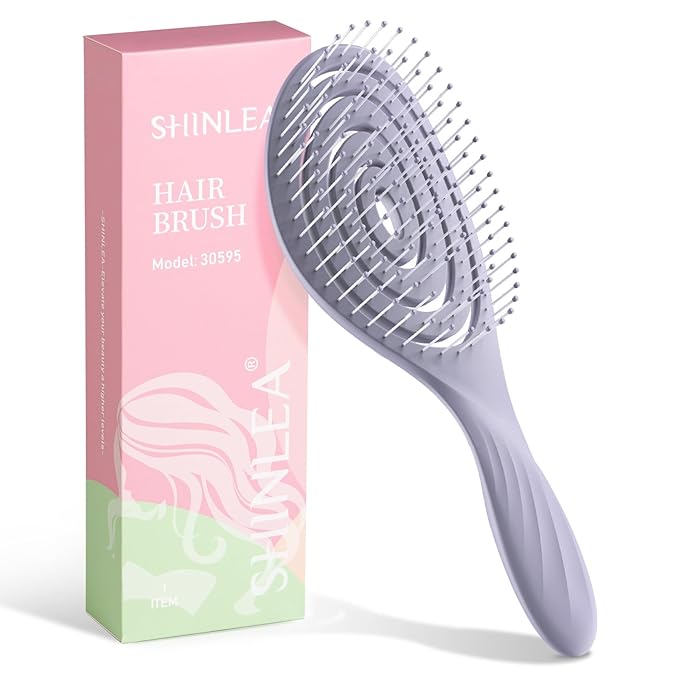 SHINLEA Detangle Hair Brush, Detangling Wet & Dry Spiral Hairbrush for Women, Men, Kids, Vented Detangler for Blow Drying, Glide Through Tangles For All Hair Types (Purple)