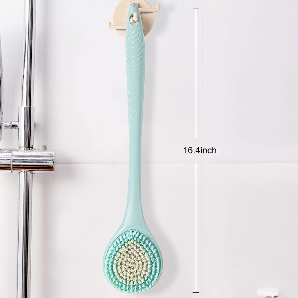 BEDELITE Back Bath Brush Long Handle for Shower of 2 - Soft Shower Brush for Men & Women,Back Brush Scrubber - 16.4" Long Skin Exfoliator for Bath Scrubber Body Brush（Blue & Blue）