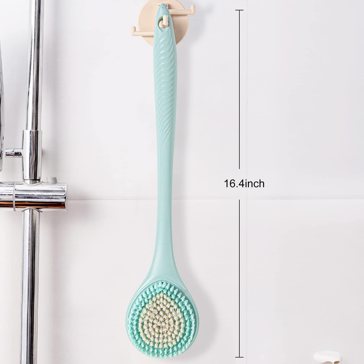 BEDELITE Back Bath Brush Long Handle for Shower of 2 - Soft Shower Brush for Men & Women,Back Brush Scrubber - 16.4" Long Skin Exfoliator for Bath Scrubber Body Brush（Blue & Blue）