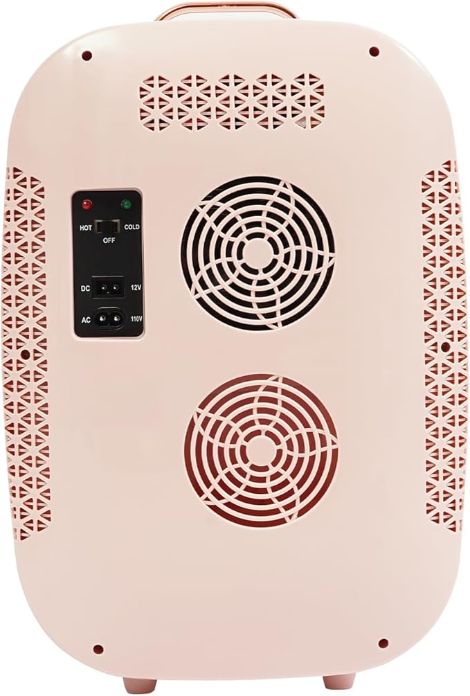 LOONGWEIA 12L Mini Skincare Fridge, Compact Cosmetic Fridge with Cooling & Heating White Portable Beauty Fridges with Partition Boards and Handle for Bedroom Dorm Office (Pink)