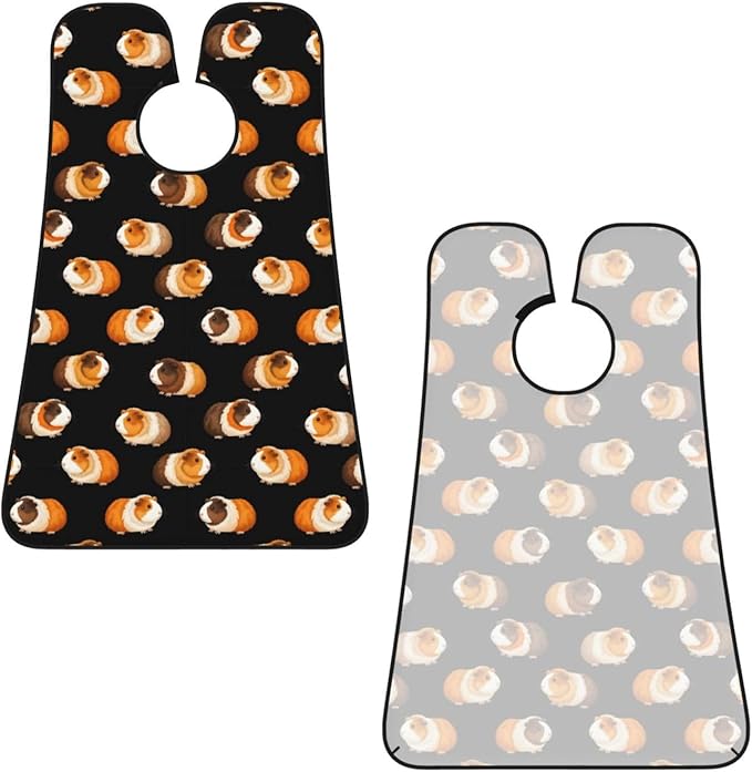 Waterproof Beard Trimming Bib, Non-Stick Hair Catcher for Men Shaving, Grooming Apron for Husband Dad, Cute Cartoon Guinea Pigs Black Shave Bib
