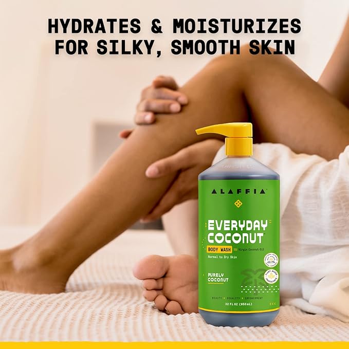 Alaffia Body Wash, Everyday Coconut 2-Pack – Purely Gentle Skin Cleanser for Normal to Dry Skin, 32 Oz Ea
