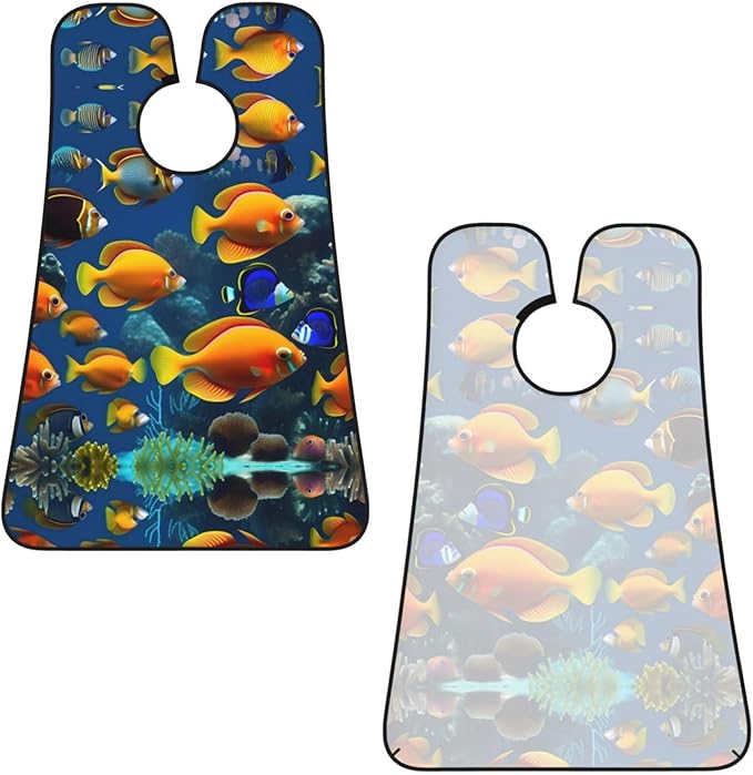 NOUZU The Underwater World Tropical Fish Print Beard Bib Apron For Men, Beard Hair Catcher For Men Shaving Trimming,Beard Cape Cloth