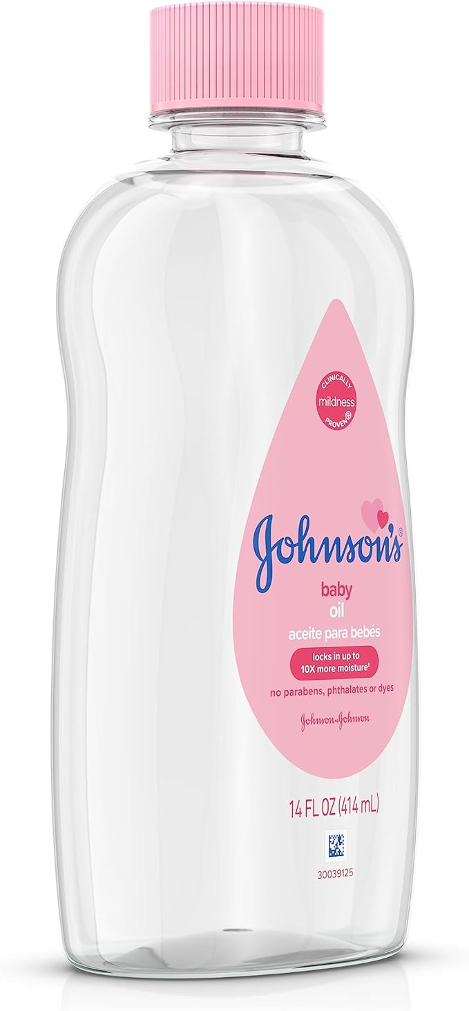 Johnson's Baby Oil, Pure Mineral Oil to help Prevent Moisture Loss for baby, Kids & Adults, Gentle & Soothing Baby Massage Oil for Dry Skin Relief, Original Scent, 14 fl. oz(Pack of 6)