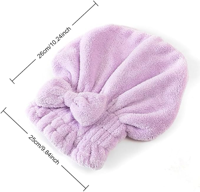 Microfiber Hair Drying Cap, Quick Dry Hair Towel Wrap, Super Absorbent Hair Turban with Bow Design, Soft Shower Head Wrap for Women,Cute Bow Hair Towel Girls Hair Towel ，Anti frizz ，Travel 4pcs