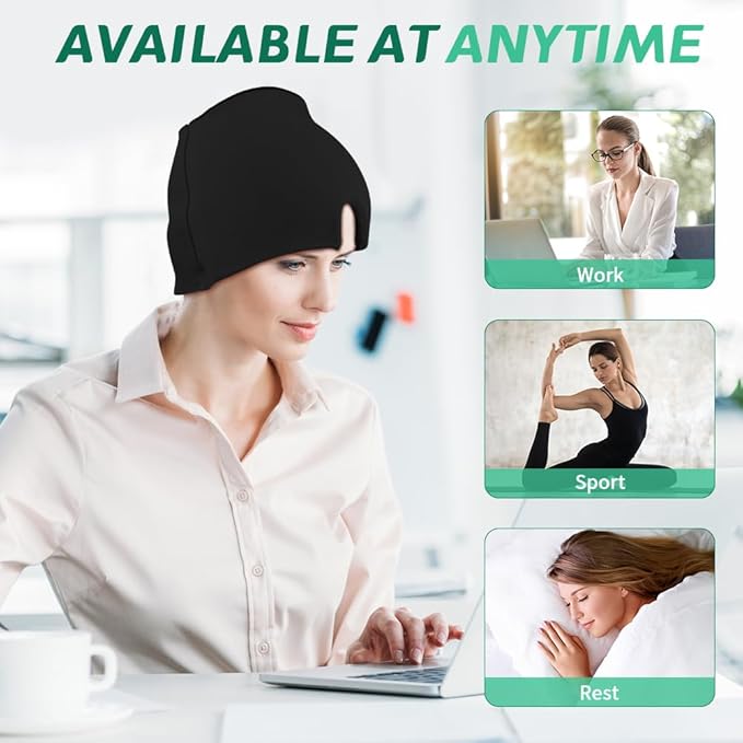 Migraine Relief Cap, Soothing Headache Ice Face Mask Products, Hot and Cold Therapy, Migraine Headache Relief Cap for Migraine, Sinus, Puffy Eyes, Tension, Stress and Hangover (Black+Green)
