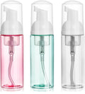 ShanySheny 2oz Travel Foam Pump Bottle, 3PCS Travel Size Empty Foaming Dispenser for Hand Soap, Shampoo, Lash Cleanser (60ml) - Pink, Green, and Transparent