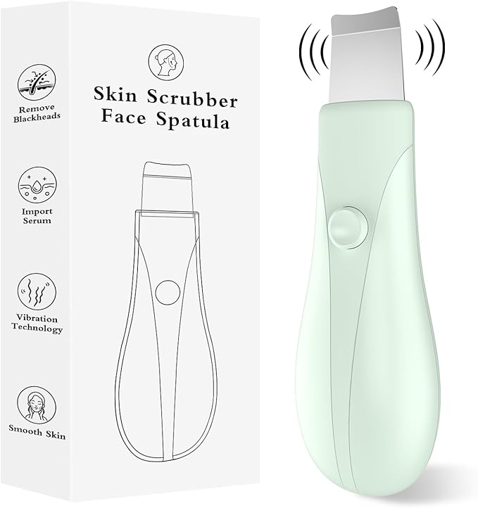 Dual-Mode Blackhead Remover Tools- Skin Scrubber Face Spatula | Battery/Handheld Face Scraper for Deep Cleansing, Skin Care Tool for Men and Women (Green)