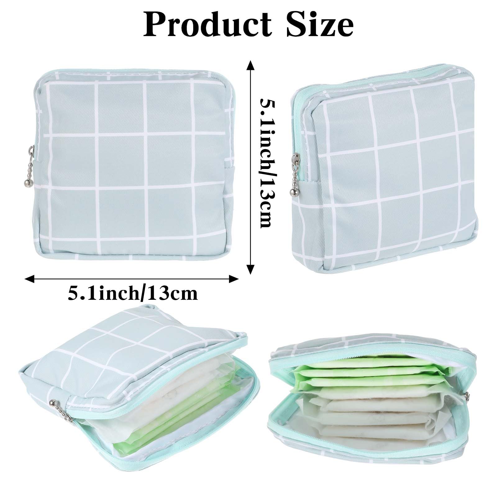 3 PCS Sanitary Pad Storage Bag Portable Period Bag for Teen Pads/Sanitary Napkins/Tampons, Sanitary Napkin Storage Bag First Period Gifts for School, Daily Hygiene Bag Travel Containers(Grey, Blue)