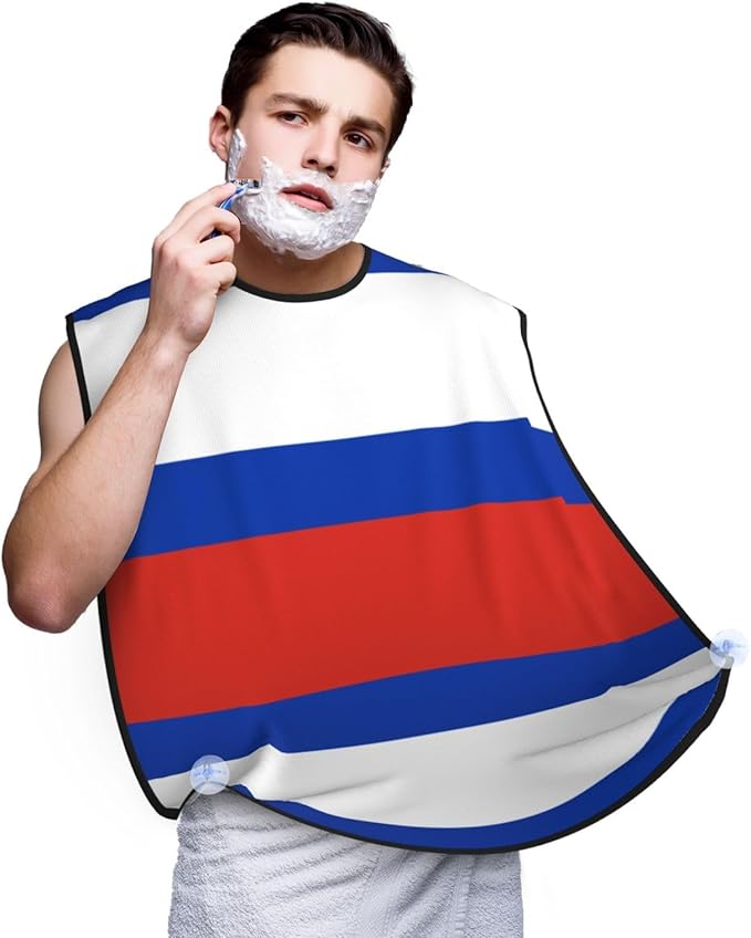 NOUZU Russian Flag Print Beard Bib Apron For Men, Beard Hair Catcher For Men Shaving Trimming,Beard Cape Cloth, Black