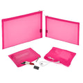 EASYFUN Mesh Pouch, Make up Bag with Zipper Cosmetic Organizer Pouch for Daily or Travel to Keep Small Items, 4 PCS Rose red