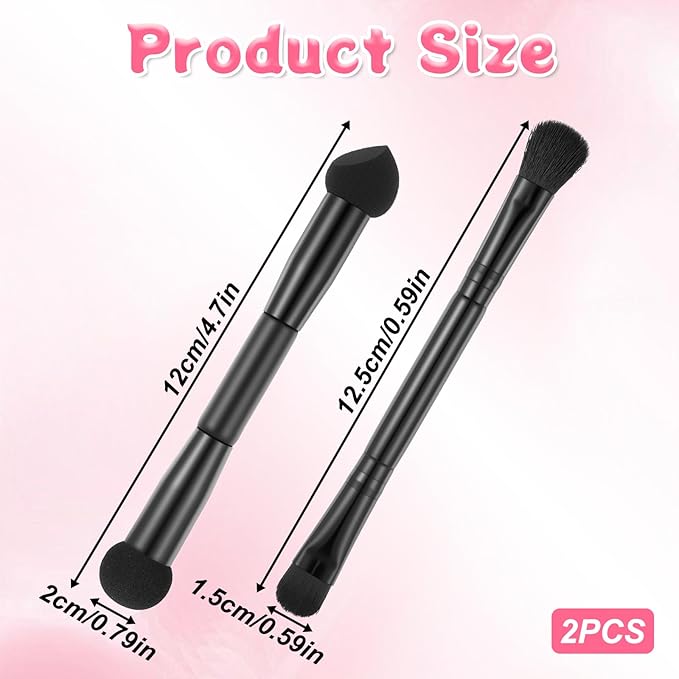 2 Pcs Dual-Ended Hairline Powder Brush, Hairline Concealer Brush Set with Sponge Tip and Contour Tip for Covering Hair Root Travel Makeup Brushes Set for Concealer, Contour, Root Touch Up