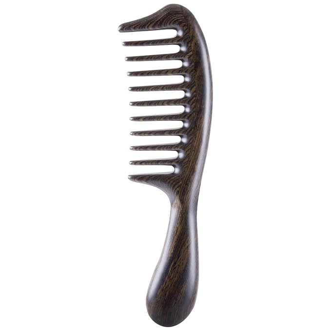 Louise Maelys Black Sandalwood Wide Tooth Comb For Curly Hair