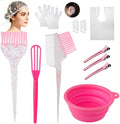 MOONMINI Hair Dye Color Brush and Bowl Set, Color Bowl Brushes Tool Mixing Bowl Kit Tint Comb for Hair Tint Dying Coloring Applicator (Pinky&Clear)