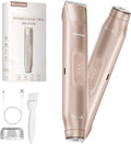 Bikini Trimmer for Women - 2 in 1 Electric Razors for Women - Dual Head Electric Shaver - IPX7 Waterproof Wet & Dry Use Body Hair Trimmer and Facial Hair Remover for Bikini Underarm Leg Arm