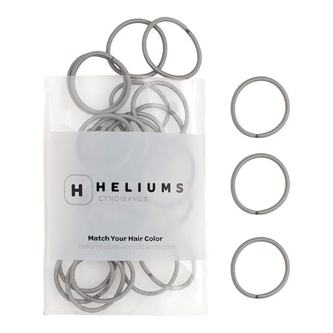 Heliums Small Hair Ties - Gray - No Damage Mini 1 Inch Reusable 2mm Elastics for Thin Hair and Kids, Neutral Ponytail Holders - 48 Count