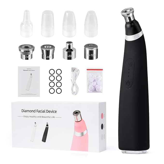 IeBilif Diamond Microdermabrasion Machine, 3 Modes Diamond Microdermabrasion Dermabrasion Machine for Blackhead Removal, Portable Microdermabrasion Tool with 8 Diamond Tips