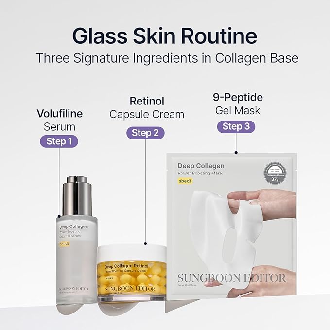 SUNGBOON EDITOR Deep Collagen Serum, 5% Volufiline + 58% Low Molecular Collagen + 2% Niacinamide, Hydrating & Smoothing Face Serum, Korean Skincare, 1.01 fl oz, Gifts for Women