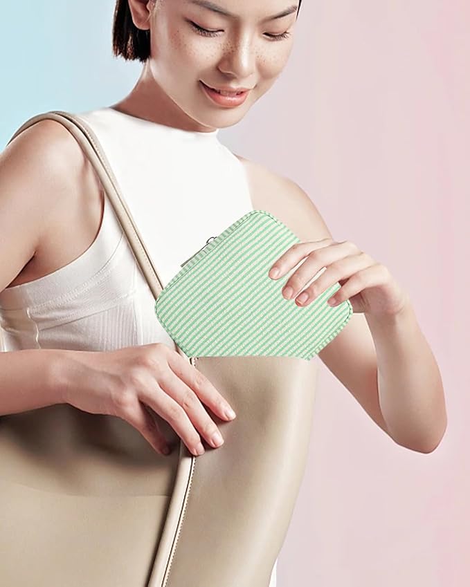 Small Makeup Bag, Mini Makeup Pouches for Purse Cute Cosmetics Bag Pouch with Slip-in Pockets Small Travel Toiletry Bag Makeup Storage Bag Lipstick Organizer Purse Essentials