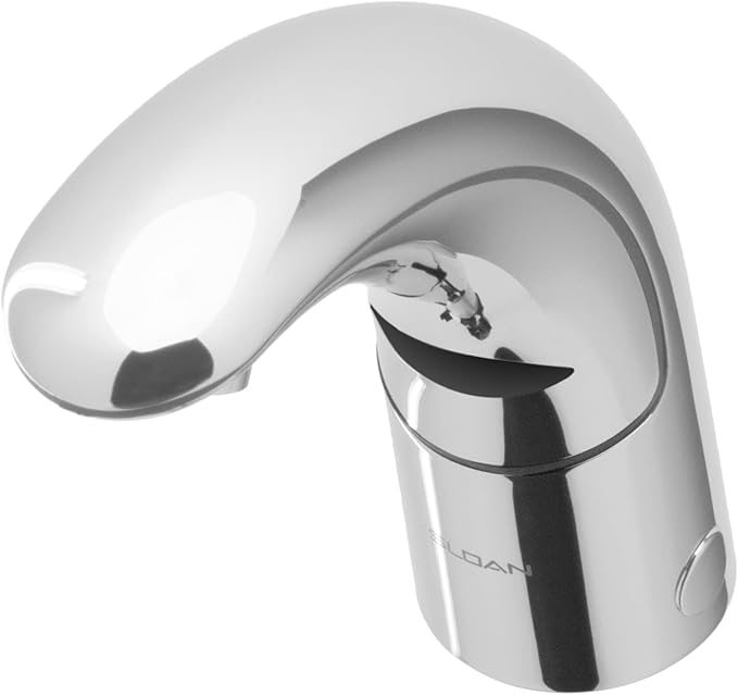 Sloan Optima EAF-150 Sensor Activated Touch-Free Faucet, Commercial Grade w/Mounting Hardware - 0.5 GPM Battery-Powered Deck-Mounted Mid Body, Polished Chrome Finish, 3335109