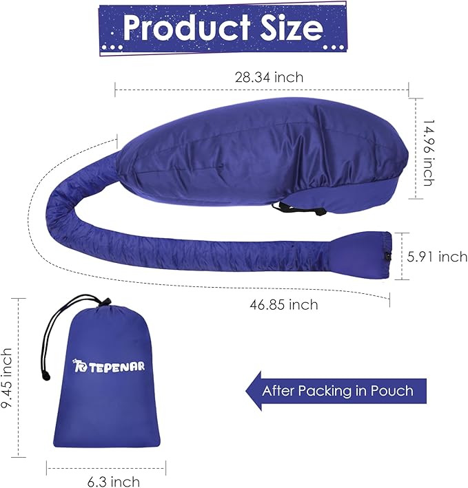 TEPENAR Hair Dryer Bonnet Attachment: Upgraded Extra Large Hooded Dryer Adjustable Hair Dryer Caps - Easy to Use for Natural Curly Textured Hair Care Styling Fast Drying - Dark Blue