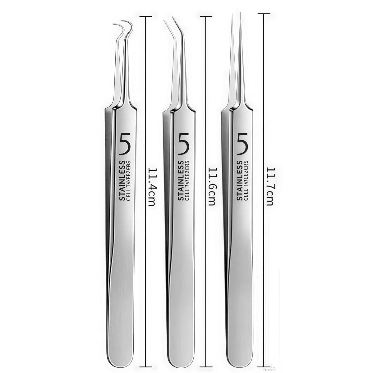 3 Pcs Silver Professional Blackhead Tweezer Professional Facial Blackhead Remover Tweezers Precision Extractor Acne Removal Kit Pimple Popper Tool with Storage Box Skin Care Tools
