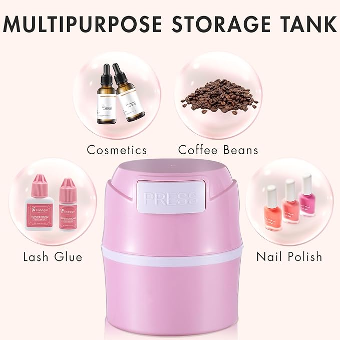 Embagol Eyelash Glue Storage Container Tank - Adhesive Jar Stand Makeup Case Cosmetic Storage Tank - Pink