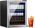 DOGHLY Beverage Refrigerator Cooler, 70 Can Mini Fridge Glass Door for Drinks Soda, Beer, or Wine - Small Refrigerator for Office Bedroom Home Bar, Adjustable Shelves, 1.7 Cu.Ft, Silver